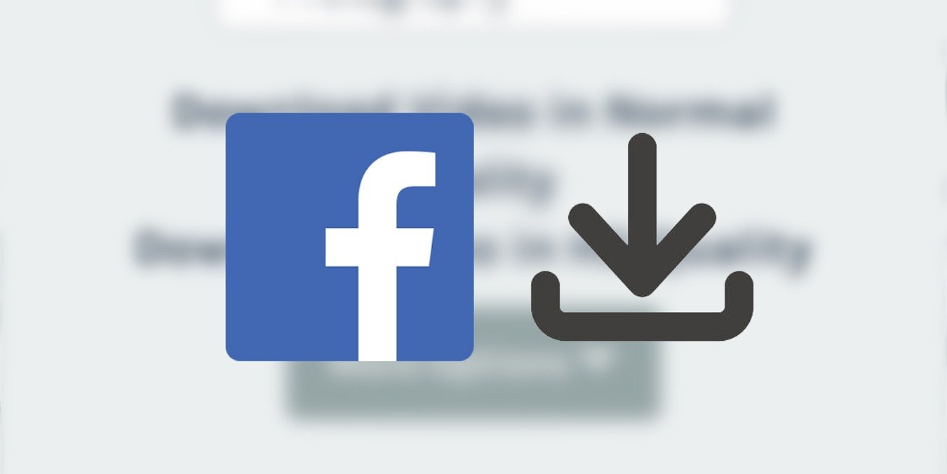 A screenshot of a Facebook page with a blue Facebook logo on the left and a black download icon on the right. The image represents the search query 'How to download Facebook videos'.