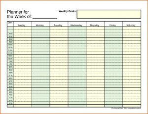 A weekly schedule with time slots and tasks, with a blank space for the user to fill in their own schedule.